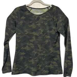 SPANX Women's Green Camo Swim Shirt Rashguard